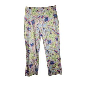 Lauren Ralph Lauren Blue Multi Paisley Print Cotton Chino Pants Size 6‎
